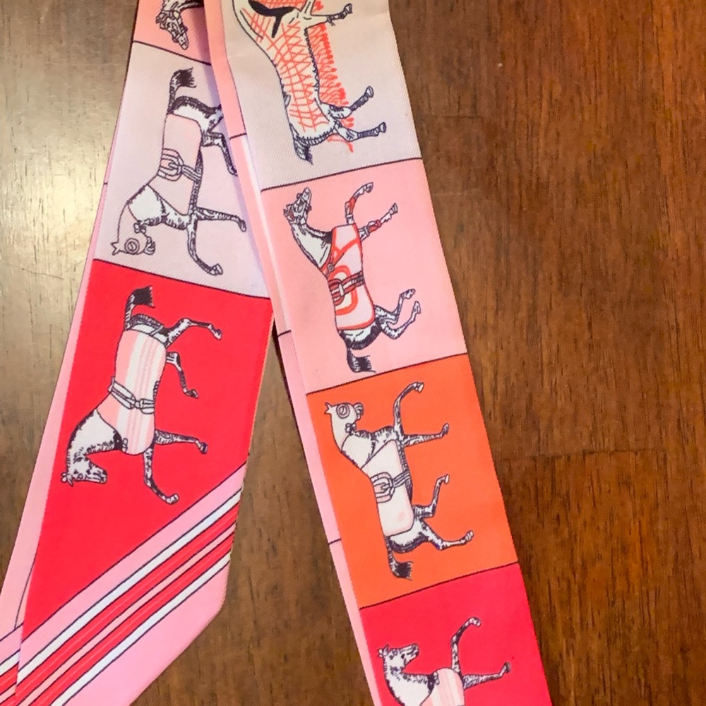 Twilly Hermes silk rare pink purse scarf , must have for true collectors.